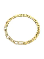 Dextera Goldtone-Plated & Crystal Mixed Link Necklace
