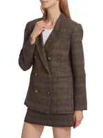 Brina Double-Breasted Plaid Blazer