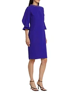 Tulip-Sleeve Crepe Cocktail Dress