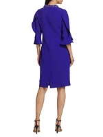 Tulip-Sleeve Crepe Cocktail Dress