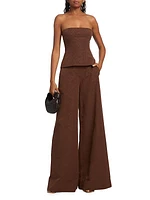 Woodgrain Strapless Top