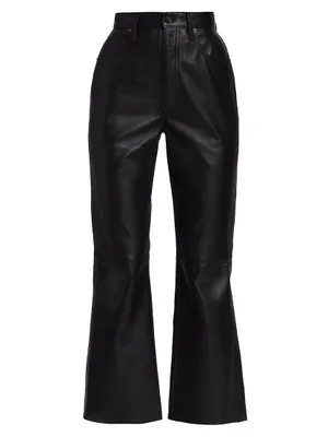 Frankie Leather Flare Crop Pants