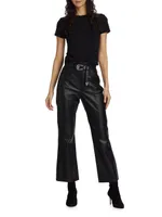 Frankie Leather Flare Crop Pants