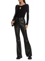 Indiana Leather High-Rise Flare Jeans