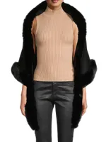 Faux Fur & Cashmere Diamond Wrap