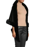 Faux Fur & Cashmere Diamond Wrap