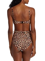 Mirame Leopard-Print Knotted Bikini Top