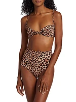 Mirame Leopard-Print Knotted Bikini Top