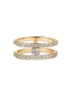 Flawless Double Band 14K Gold & Diamond Solo Ring