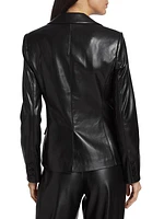 Mya Flap-Pocket Vegan Leather Blazer