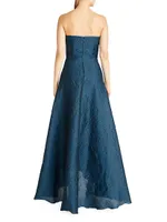 Imogen Strapless High-Low Jacquard Gown