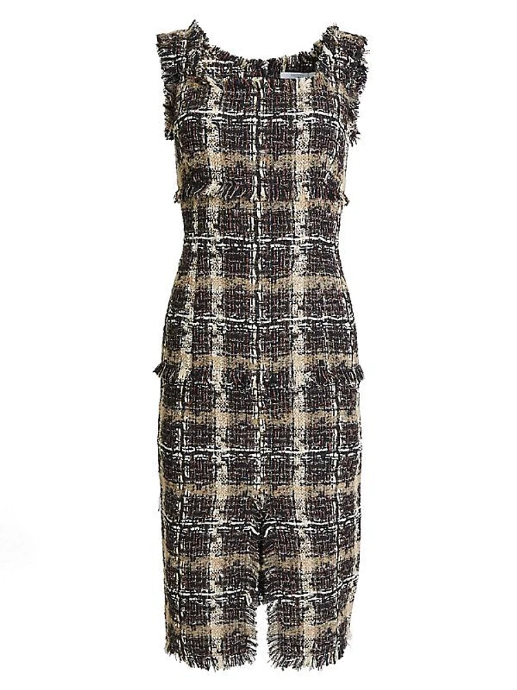 Faye Plaid Tweed Midi-Dress