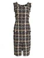 Faye Plaid Tweed Midi-Dress