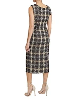 Faye Plaid Tweed Midi-Dress