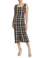 Faye Plaid Tweed Midi-Dress