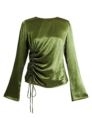 Fabi Ruched Satin Blouse