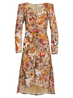 Jenny Ruched Floral Midi-Dress