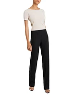 Lia Pleated Straight-Leg Trousers