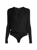 Turnt Surplice-Neck Bodysuit