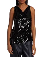 Cowlneck Sequin Top