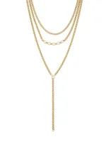 Jolene 18K-Gold-Plated & Cubic Zirconia Layered Curb-Chain Necklace