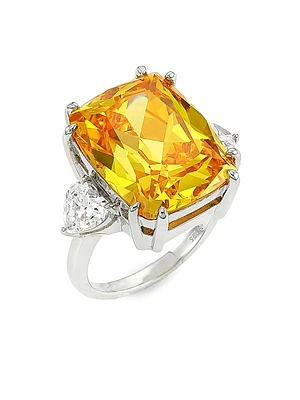 Saffron Rhodium-Plated & Cubic Zirconia Ring
