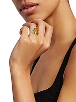 Saffron Rhodium-Plated & Cubic Zirconia Ring