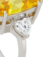 Saffron Rhodium-Plated & Cubic Zirconia Ring