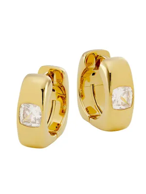 Jolene 18K-Gold-Plated & Cubic Zirconia Square Huggie Hoop Earrings