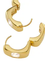 Jolene 18K-Gold-Plated & Cubic Zirconia Square Huggie Hoop Earrings