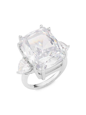 Glitz Sterling Silver & Cubic Zirconia Three-Stone Ring