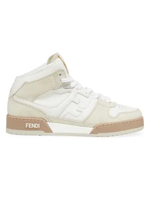 Fendi Match Suede & Leather High-Top Sneakers