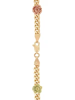 Unisex Flora Tri-Tone 14K Gold & Diamond Bracelet