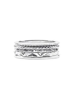 Unisex Babel 2-Piece Sterling Silver Ring Set