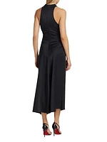 Inez Ruched Mock Turtleneck Midi-Dress