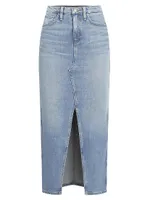 Reconstructed Denim Midi-Skirt