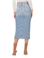 Reconstructed Denim Midi-Skirt