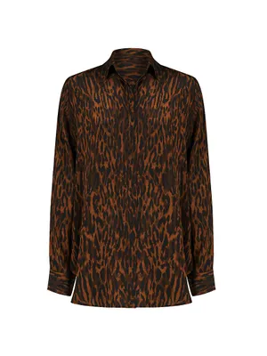 Zora Leopard-Print Crepe de Chine Shirt