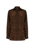 Zora Leopard-Print Crepe de Chine Shirt