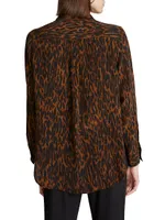 Zora Leopard-Print Crepe de Chine Shirt