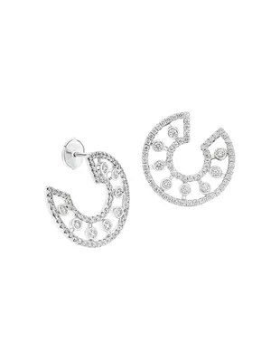 Dewdrop 18K White Gold & Diamond Hoop Earrings