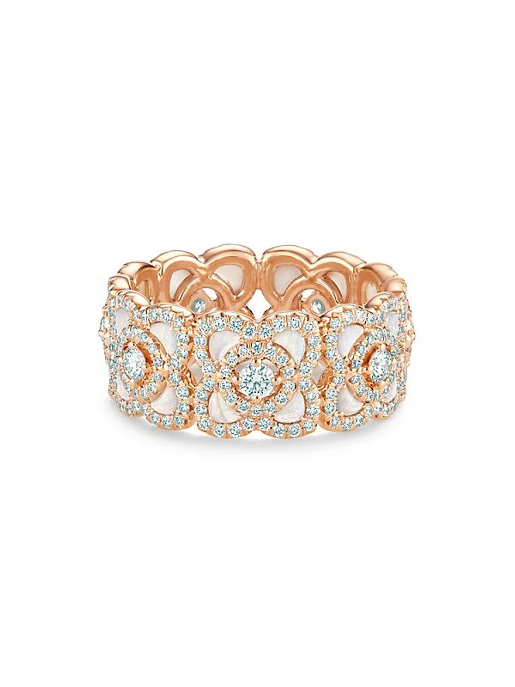 Enchanted Lotus 18K Rose Gold, Diamond, & Mother-Of-Pearl Band