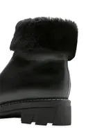 Abba Shearling-Trimmed Leather Booties