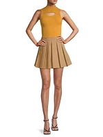 Cotton Pleated Miniskirt