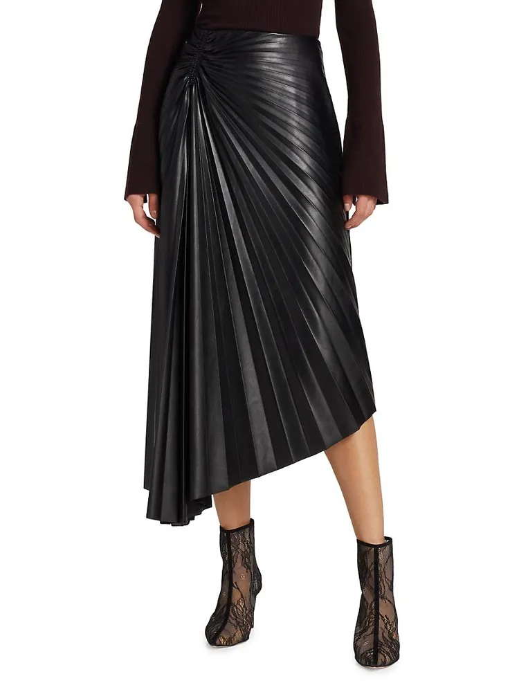 Tracy Pleated Vegan Leather Skirt