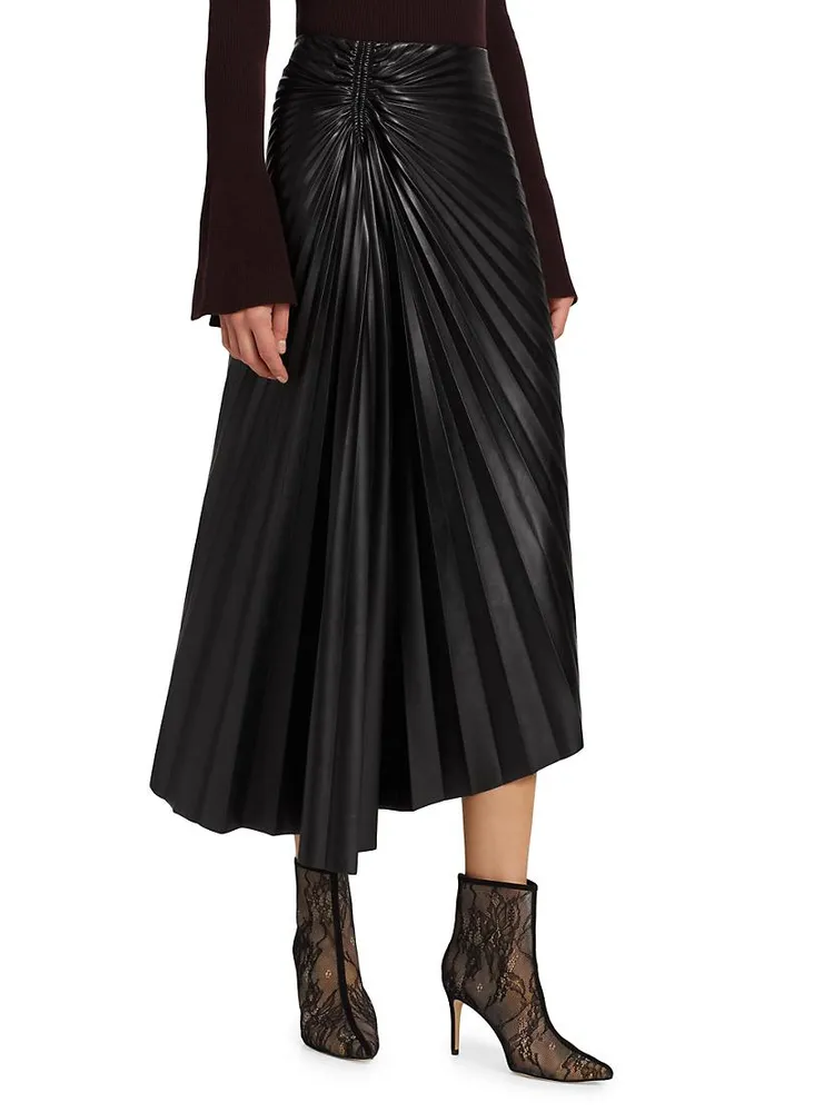 Tracy Pleated Vegan Leather Skirt