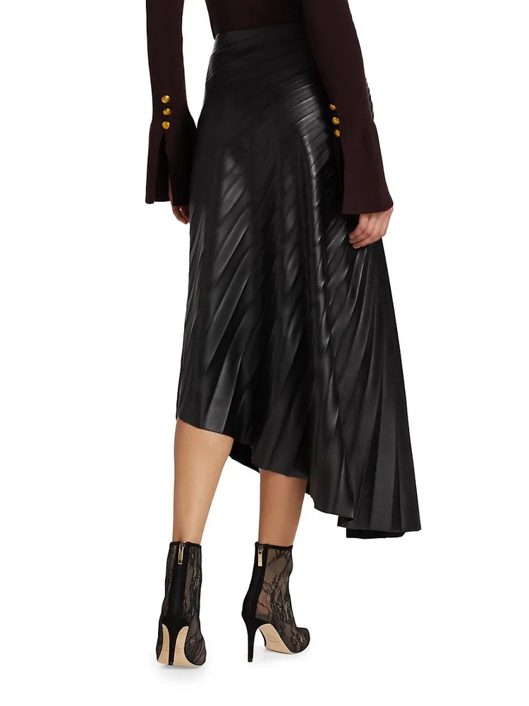 Tracy Pleated Vegan Leather Skirt