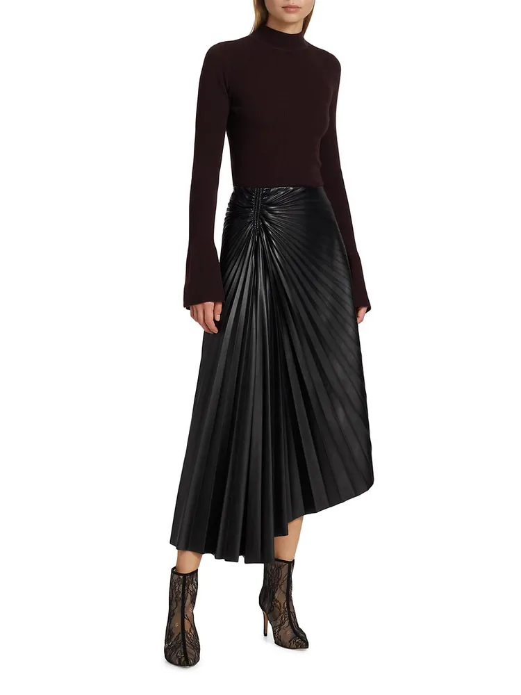 Tracy Pleated Vegan Leather Skirt