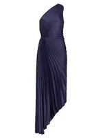 Delfina Asymmetrical Pleated Dress