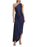 Delfina Asymmetrical Pleated Dress